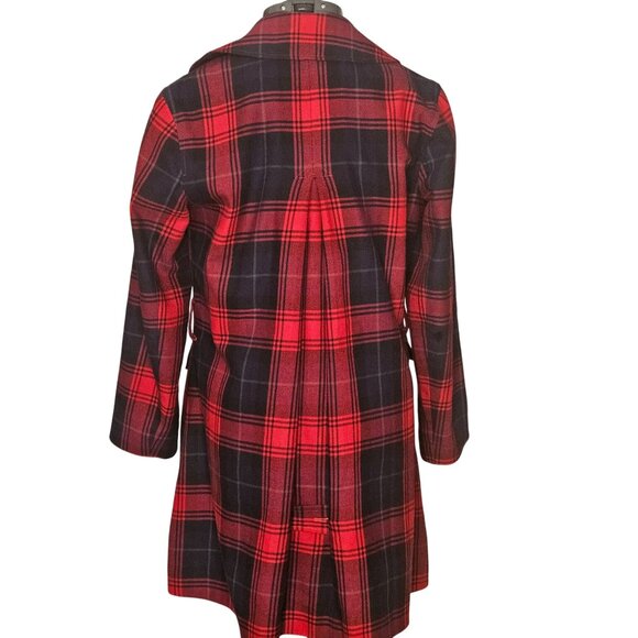 Woman's American Living preppy plaid academia button up long sleeve overcoat S - Picture 4 of 13